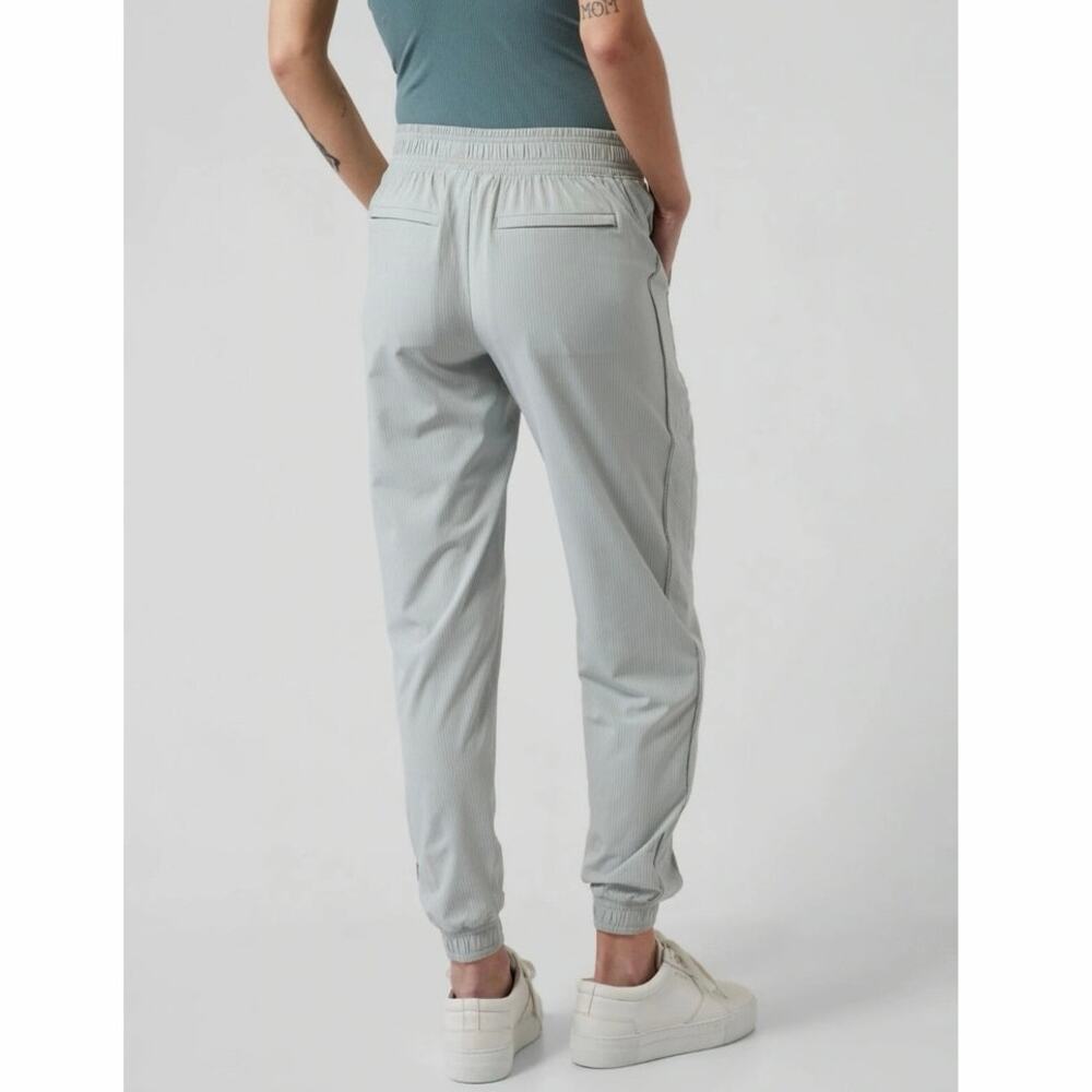 ATHLETA Joggers Green Brooklyn Striped Pinstripe Jogger Ticking Pants Sz 10 - Picture 11 of 14